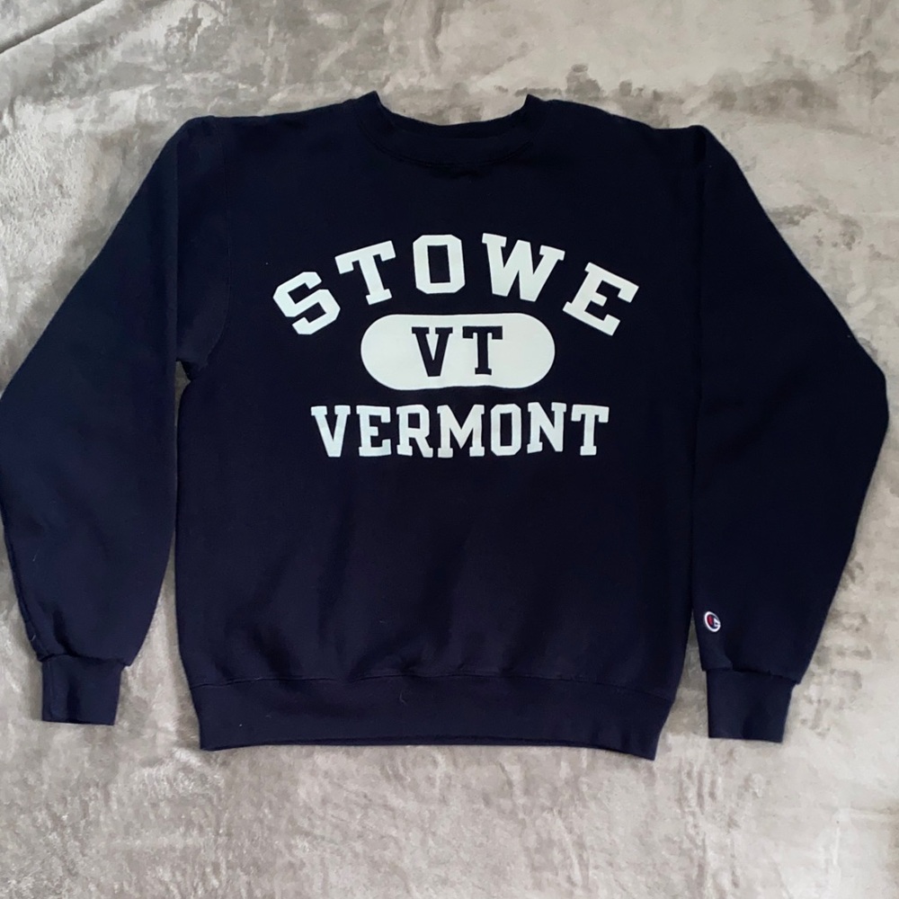 Champion Navy Blue “STOWE VT” Crewneck Sweatershirt - Sz Small